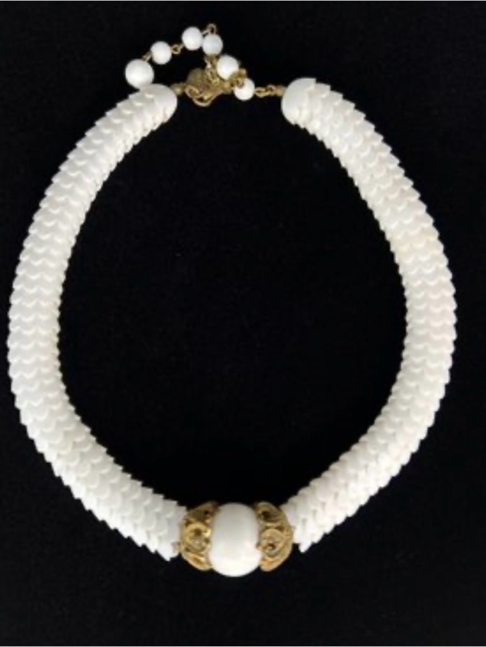 RARE Authentic Vintage 1950s Signed Miriam Haskell Scalloped Necklace
